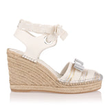 Eugenie 100 cream leather espadrille