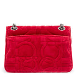 Gancino quilting red velvet leather bag