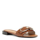 Solar tan calf leather slide sandals