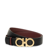 Reversable and adjustable burgundy Gancini belt