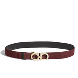 Reversable and adjustable burgundy Gancini belt