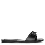 Vicky black leather slides