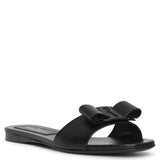 Vicky black leather slides