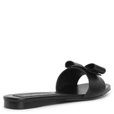 Vicky black leather slides