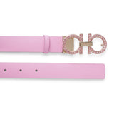 Flamingo 25 leather gancini strass buckle belt