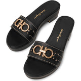 Philein black calf leather clogs