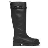 Vara chain black leather high boots
