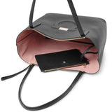 City black leather tote bag