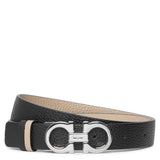 Gancini Reversable and Adjustable silver beige belt