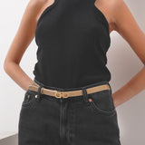 Gancini icona strass beige belt