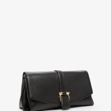 Front flap black crossbody bag