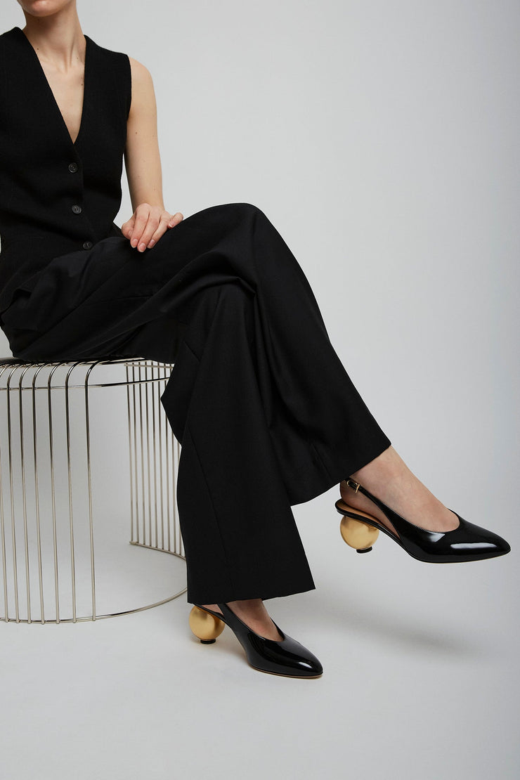 Tessie 70 black sling pumps