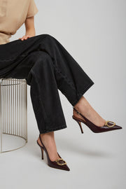 Sara 95 dark red sling pumps