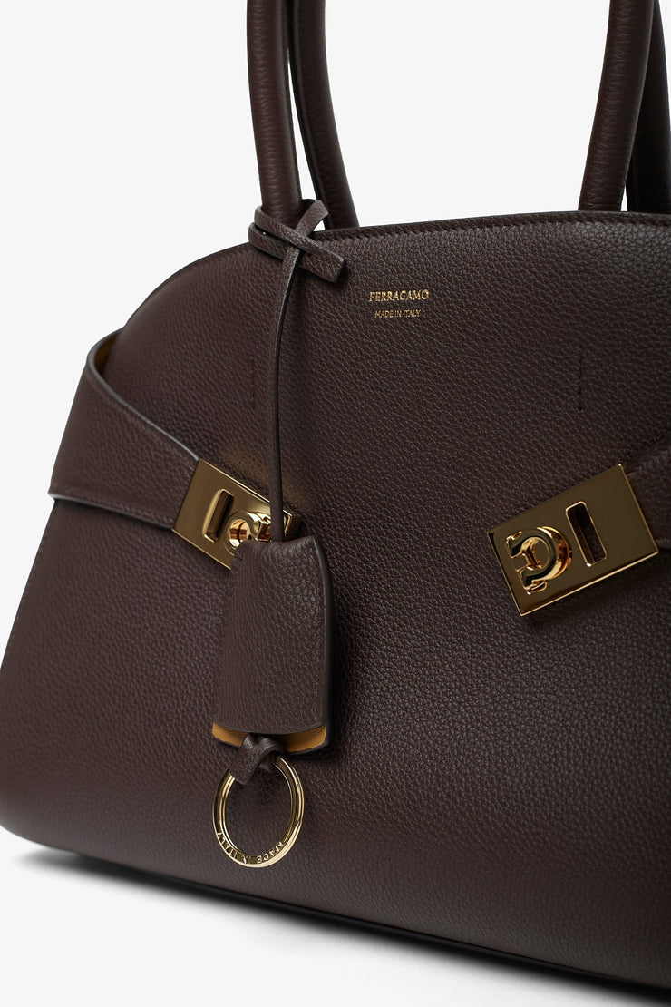 Hug S brown bicolor top handle bag