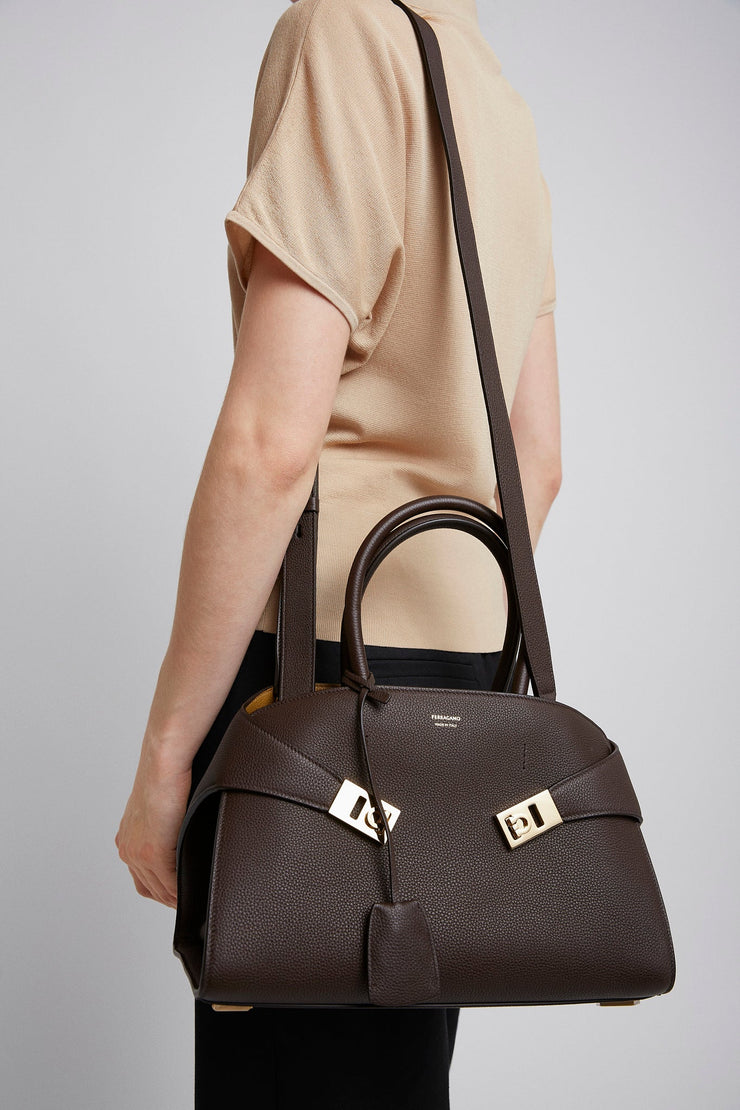 Hug S brown bicolor top handle bag