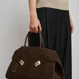 Hug M brown suede top handle bag