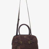 Hug small brown suede top handle bag