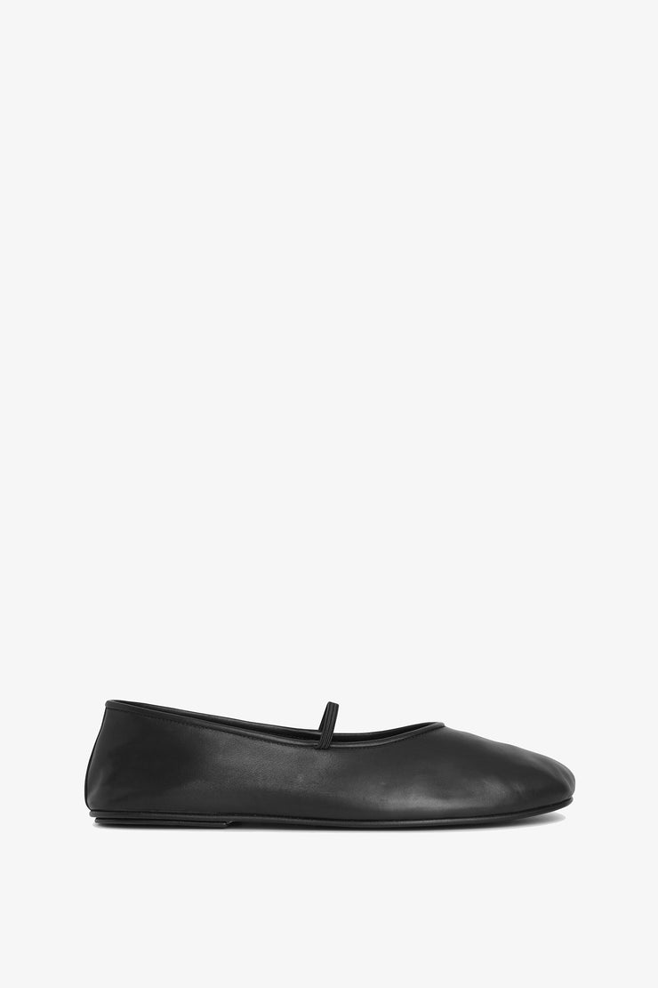 Elastic ballet black nappa slippers