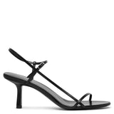 Bare black leather sandals