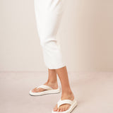 Ginza ivory velvet flip flops