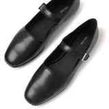 Ava black leather ballerinas