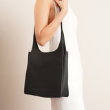 Jules black leather tote bag