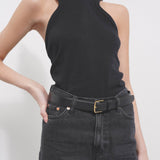 Classic black gold buckle belt