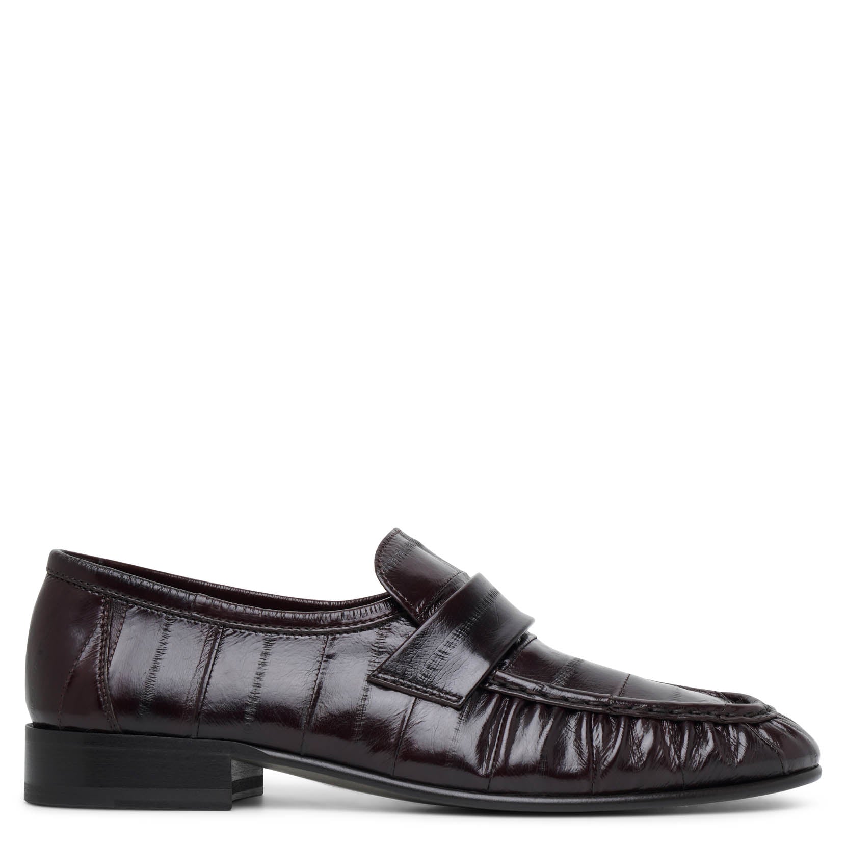 THE ROW SOFT BROWN EEL LOAFERS