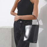 Small N/S park black polished calf tote bag