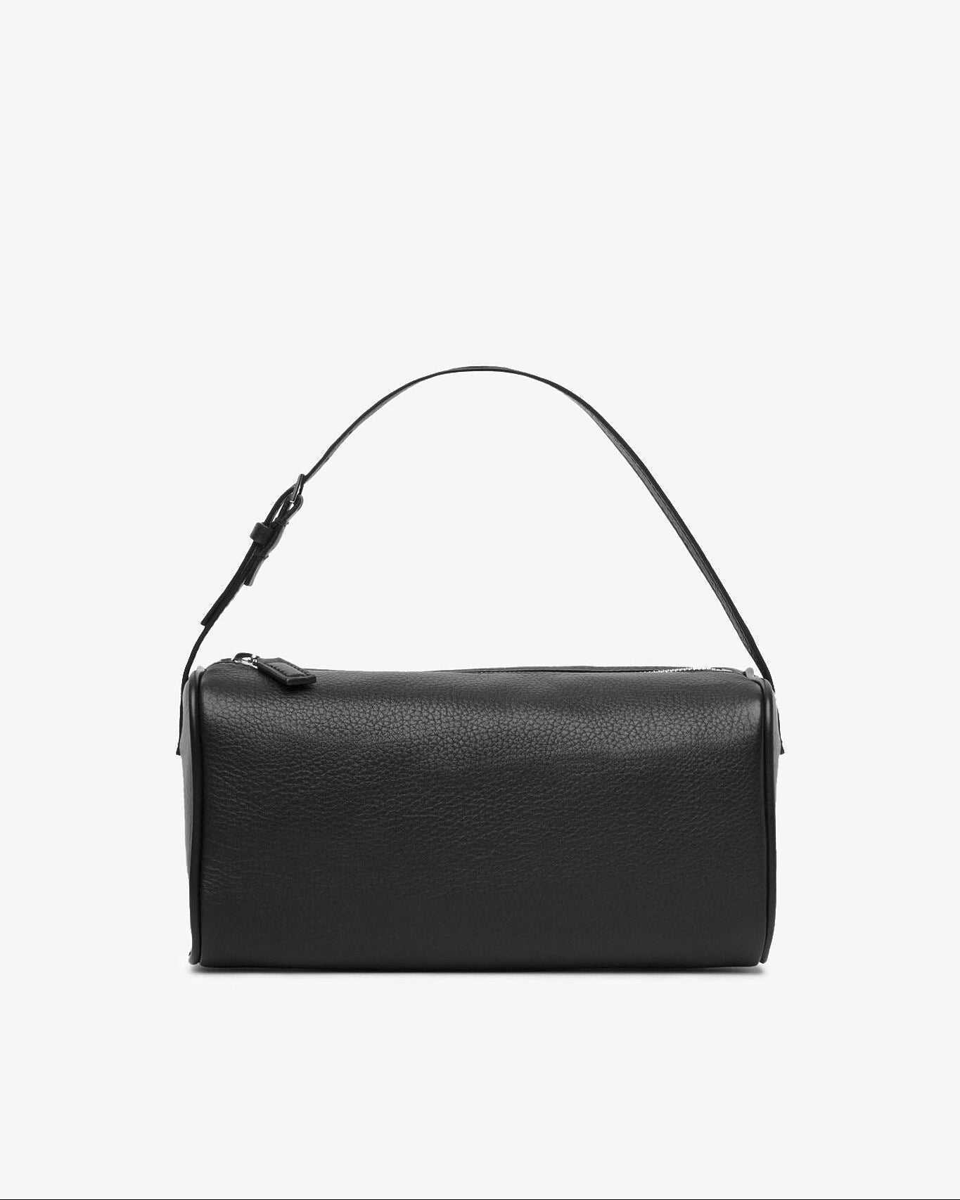 Black handbag on a white background