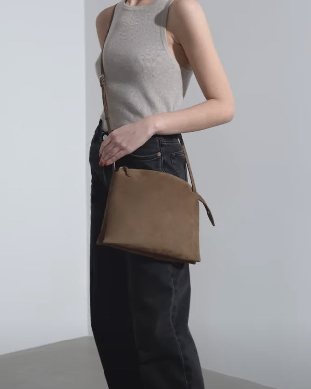 Nu Twin sporty beige suede bag