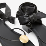 Cord black leather sandals