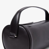 Round 90's black leather bag