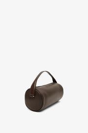 Round 90's dark brown leather bag