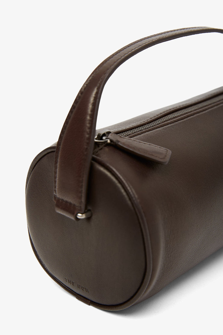 Round 90's dark brown leather bag