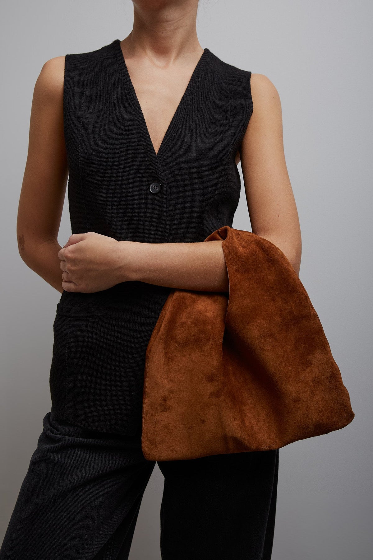 Shop The Row Small Bindle Caramel Suede Shoulder Bag