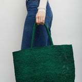 Oregon green raffia bag
