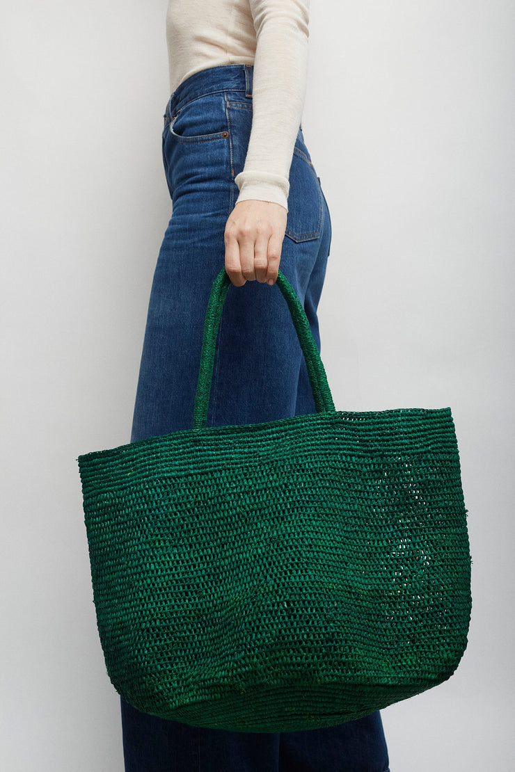 Oregon green raffia bag