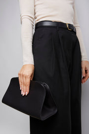 Peggy black leather clutch