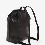 Spring black leather backpack