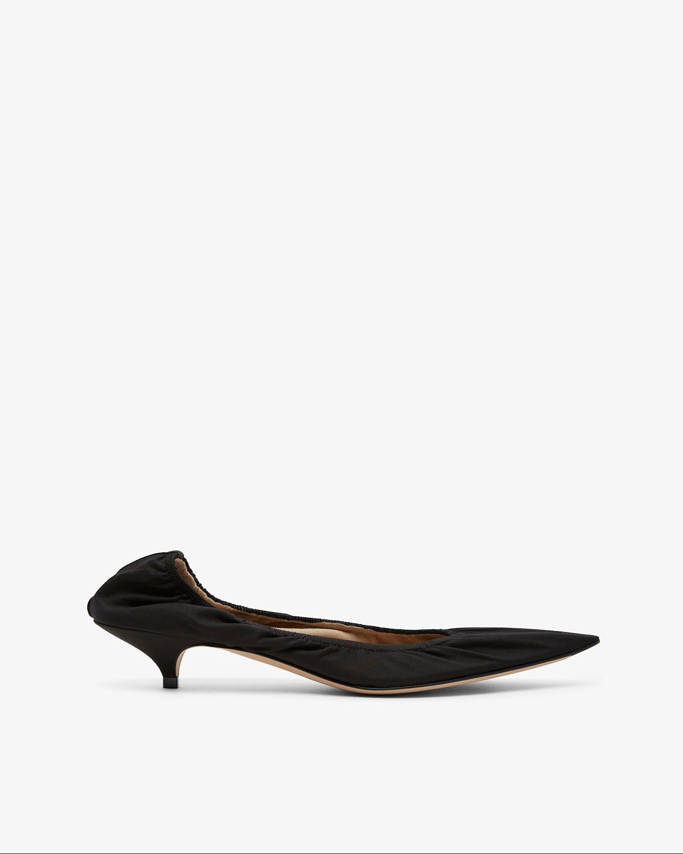 Black high-heeled shoe on a white background