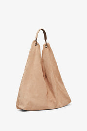 Bindle three beige suede bag