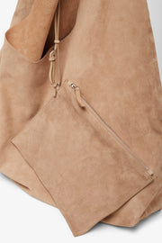 Bindle three beige suede bag