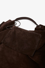 Bindle three brown suede bag