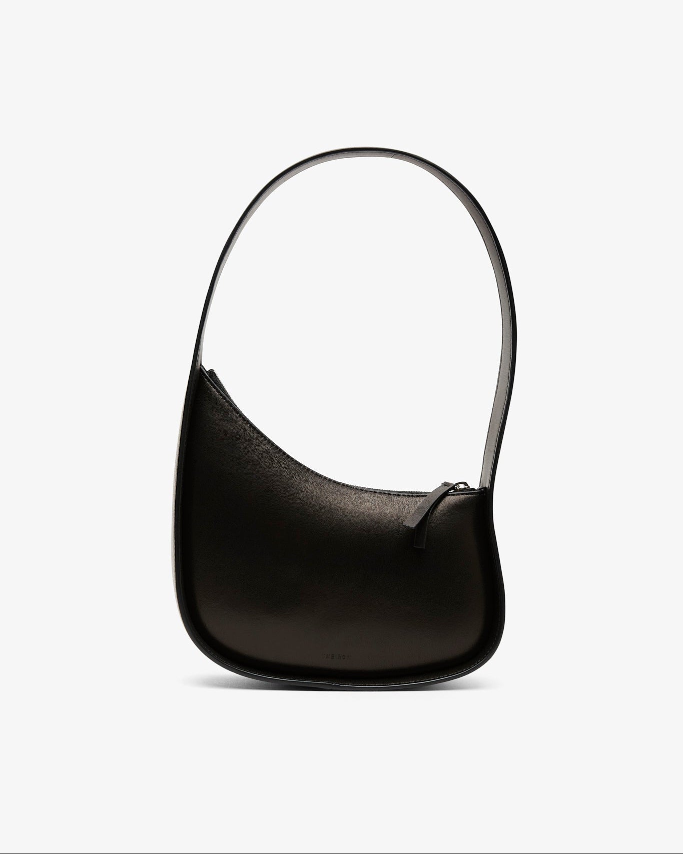 Black handbag on a white background