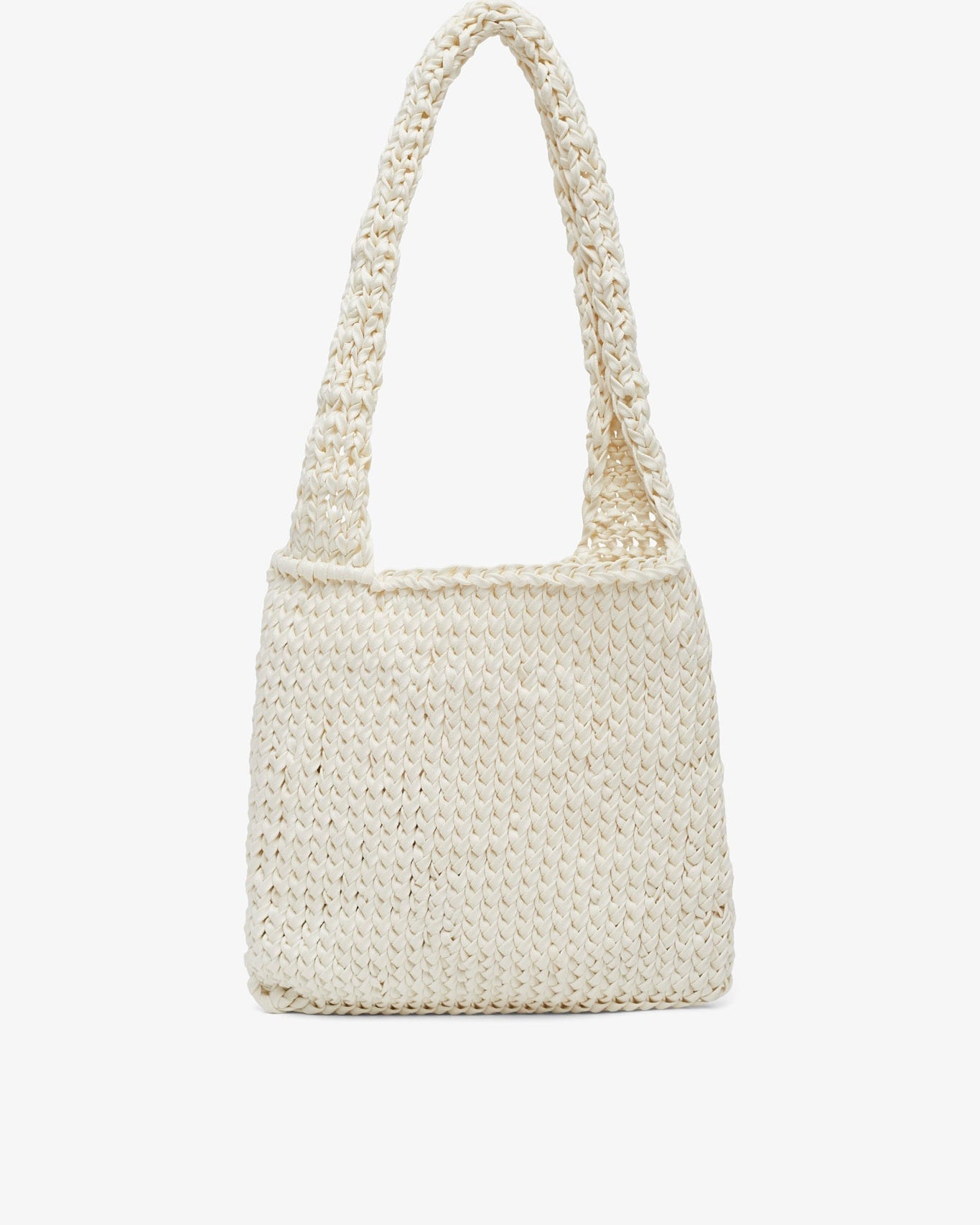 Woven handbag on a white background