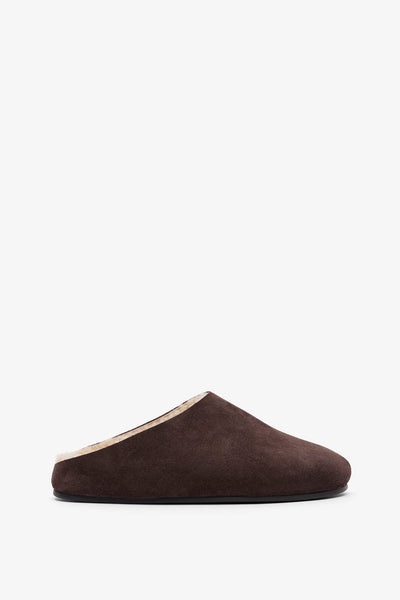 Hudson suede and shearling slides