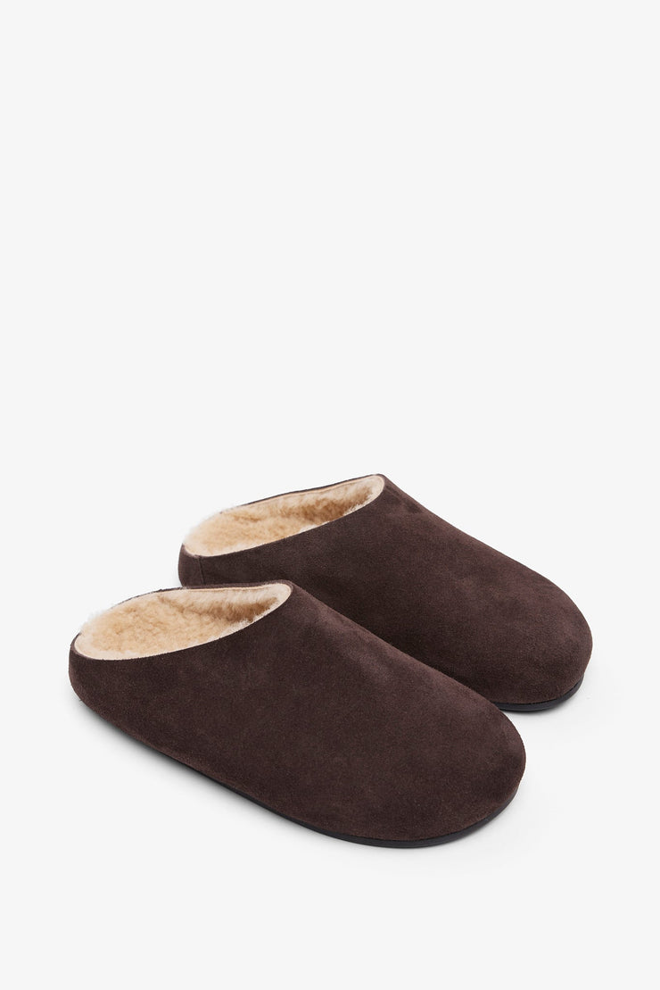 Hudson suede and shearling slides