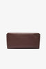 Squared compact brown leather clutch