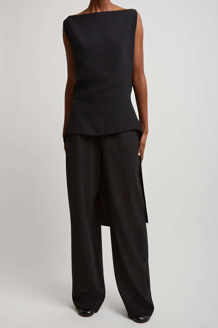 Selima black crepe silk top